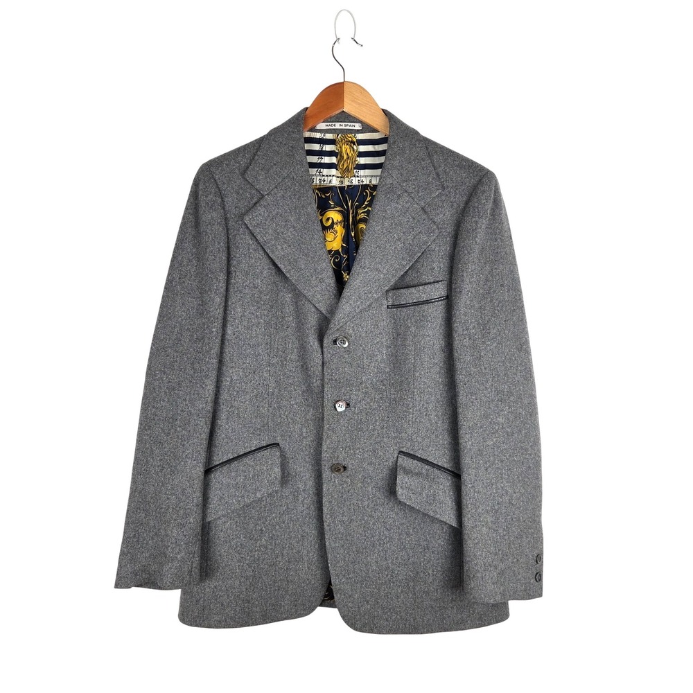 Vintage Cortefiel Mens Gray Wool Blazer Size 40 Moon‎ Sun Lined Celestial